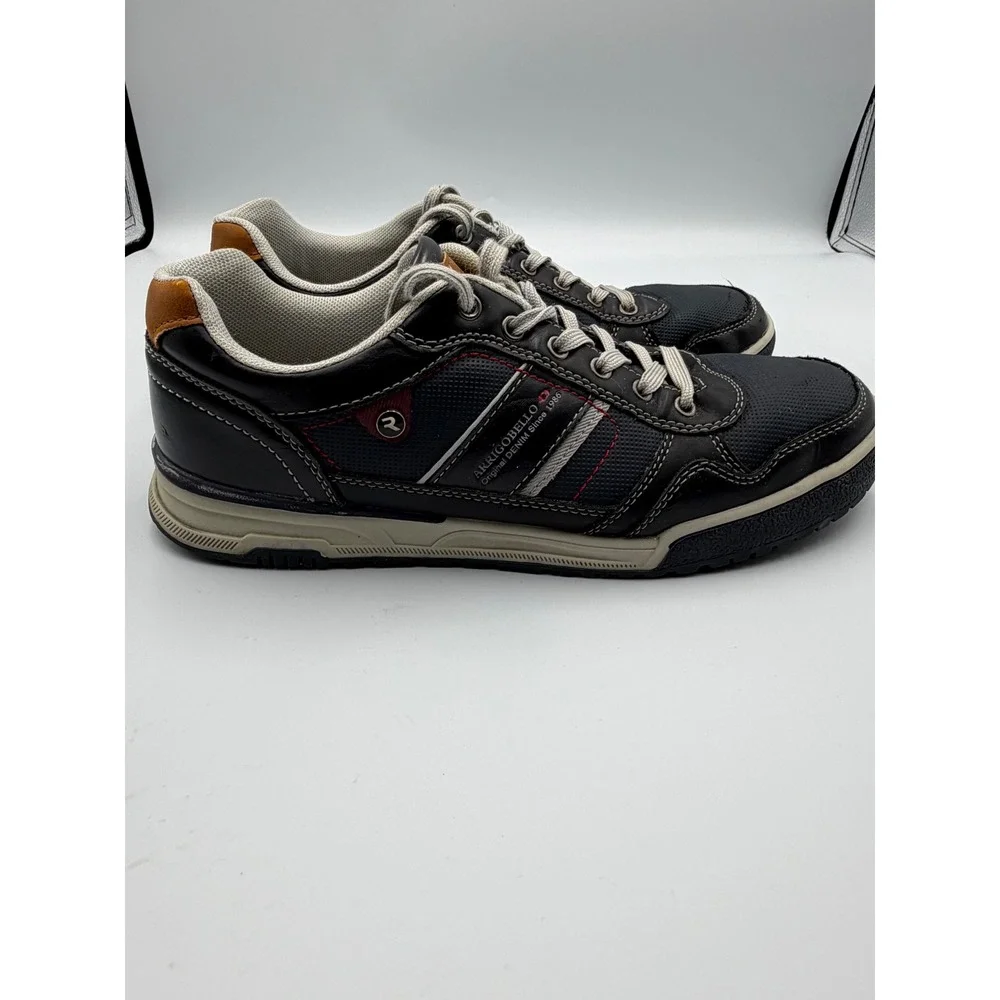 Arrigo Bello Mens Casual Sneakers Black Navy Low Top Lace Up Shoes Size 8